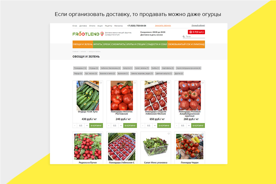 Если организовать доставку, то продавать можно даже огурцы Если организовать доставку, то продавать можно даже огурцы